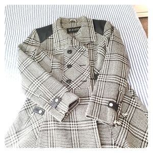 GUESS Black and White Plaid Coat